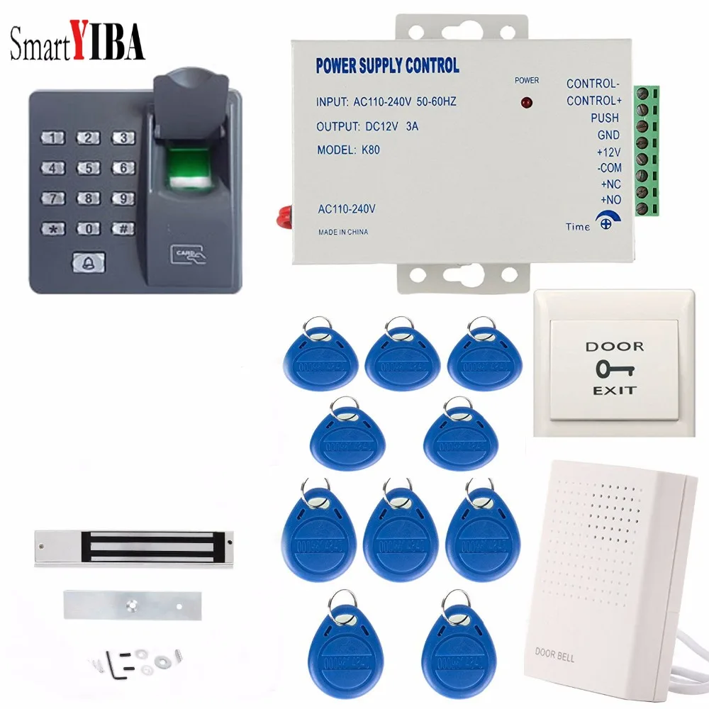 SmartYIBA отпечаток пальца Rfid карта контроля доступа к двери пароль дверной замок набор с 10 тегами+ блок питания+ дверной выход+ магнитный замок