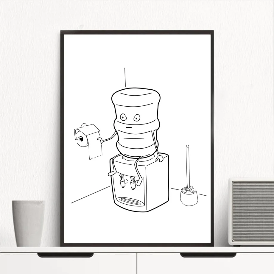 

Abstract Toilet Line Wall Art Canvas Painting Nordic Posters And Prints Pop Art Black White Wall Pictures For Living Room Decor