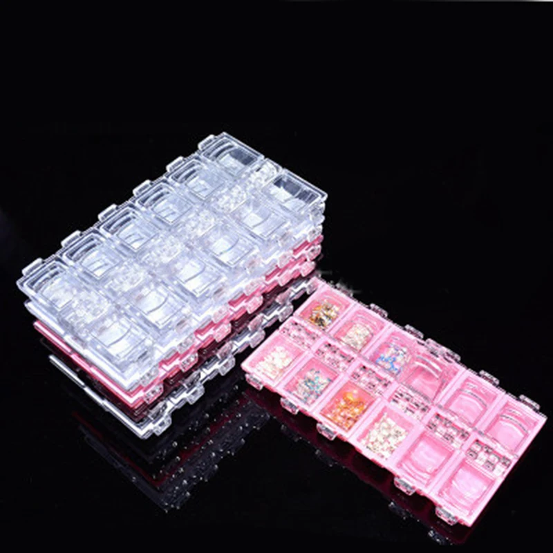 

12 Grid Plastic Jewerly Box Makeup Organizer Container earrings Case Cosmetic Storage Box Nail Art Tools Rhinestones Beads