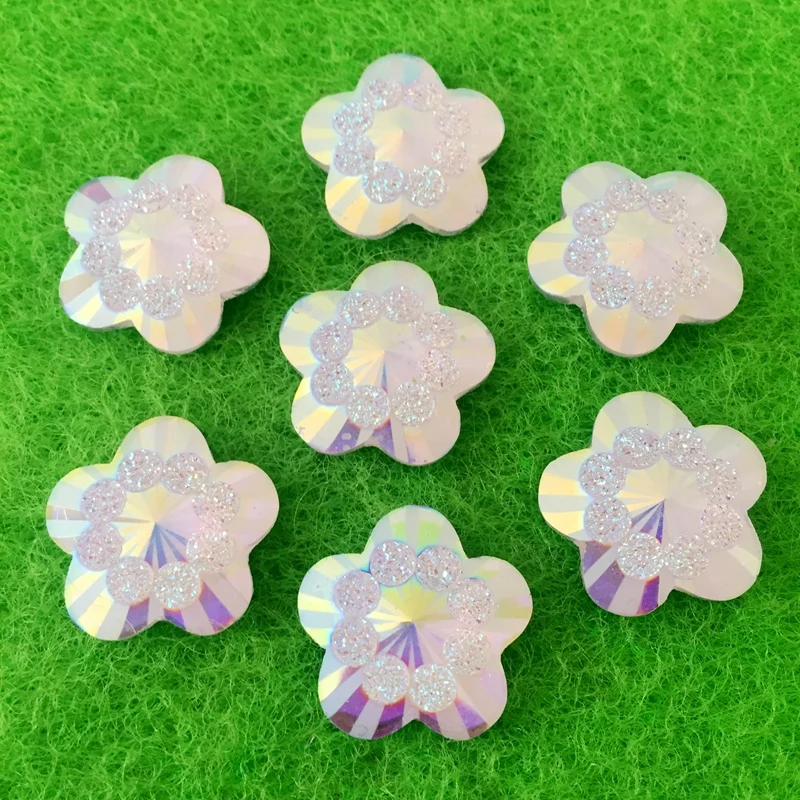 

New 100pcs - 20mm AB floral white rhinestone wedding decoration accessories Flat back resin -A180