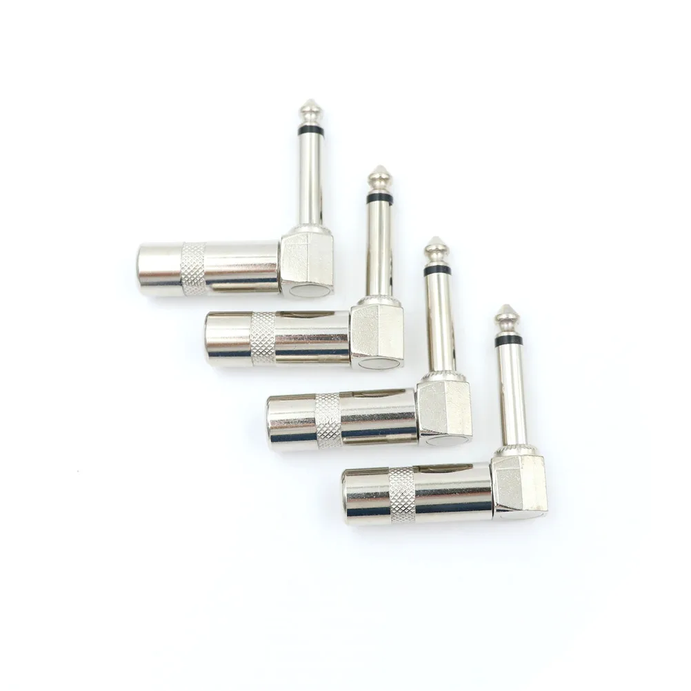 4PCS 1/4 Inch 6.35mm Jack Right Angle Male Mono Plug L-shape Connector For Guitar Audio Wholesale