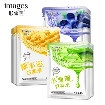 

10Pcs Images plant Aloe Fruit Facial Mask Moisturizing Oil Control Shrink Pores Nourish Honey Face Mask beauty Face Skin Care