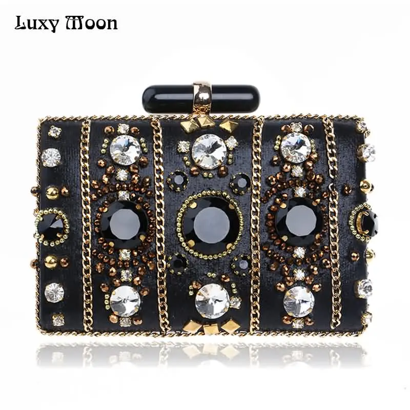 Luxy Moon Diamond Clutch Bags for Women Handbag Evening Bags Chain