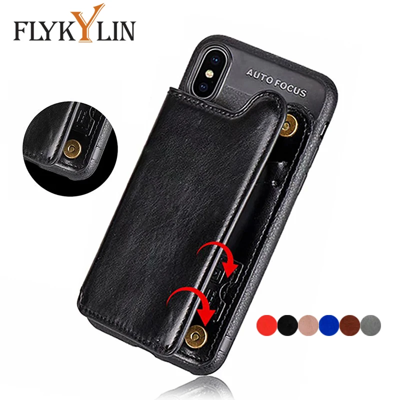 

FLYKYLIN Leather Case For iphone X XR XS Max Coque For iphone 6S 6 7 8 Plus Back Cover Fashion Wallet Stand Phone Cases Fundas