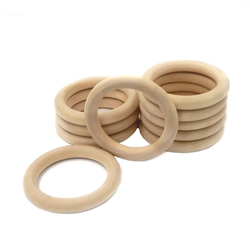 

Baby Teethers Tiny Rod Toys 5Pcs 55mm/68mm Wooden Teething Rings Wooden Stroller For Dolls Toys For Children