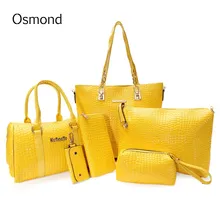 Osmond 2017 Nuevo 6 unids/set Moda Bolso De Las Mujeres Fijó PU Cuero para Mujer de Hombro Bolsas de Asas Del Bolso de Crossbody Envío Gratis