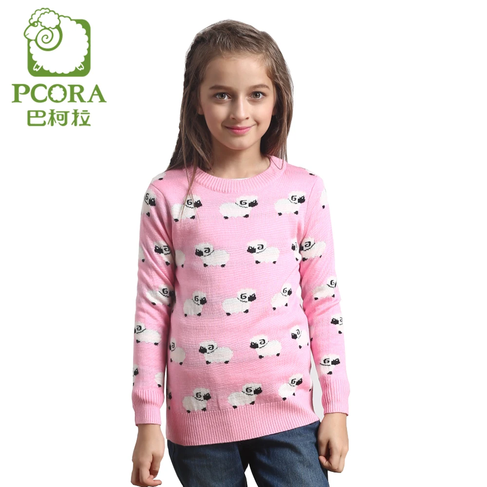 PCORA Sweater for Girl O Neck Autumn/Winter Cotton Knitting Patterns