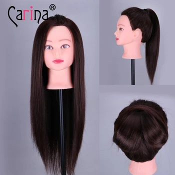 

22" Mannequin Head Hair Maniqui Hairdressing Doll Heads Cosmetology Mannequin Heads 70% Human Hair Training Head Hair