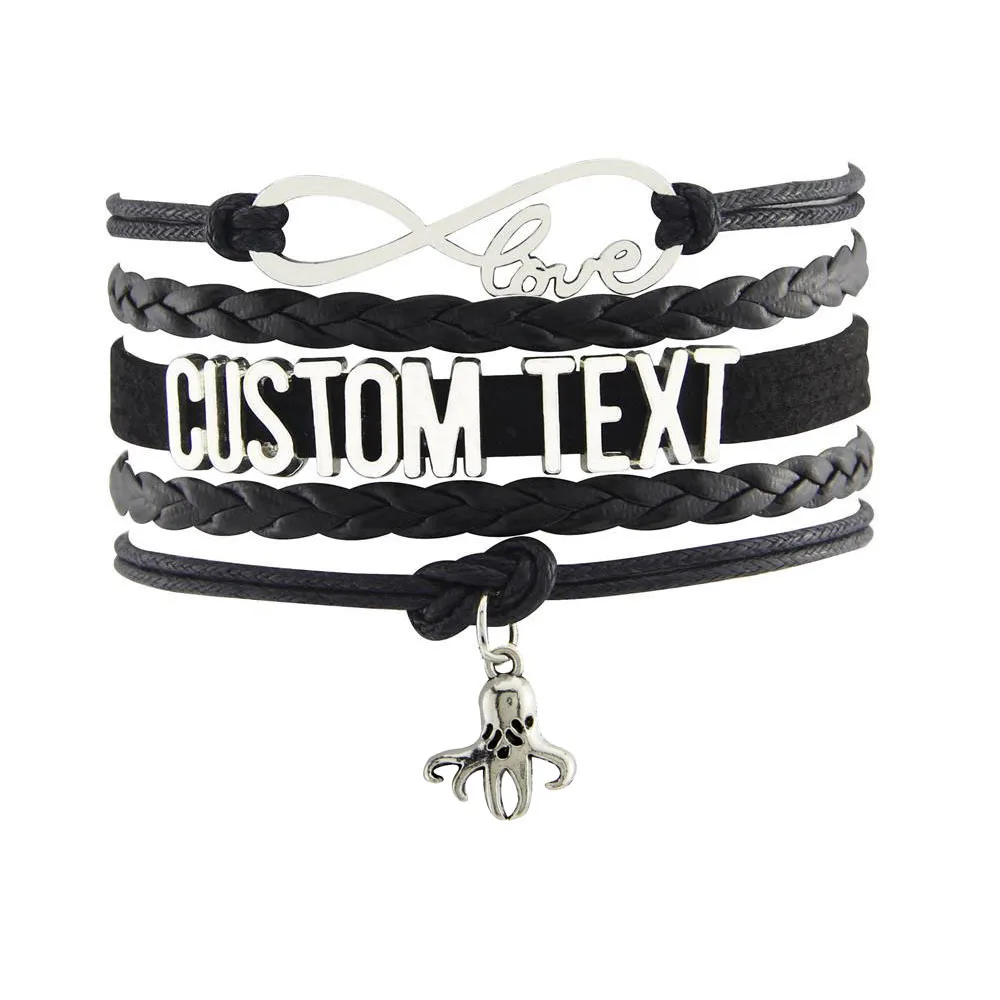 

2019 Fashion jewelry custom test-octopus charm bracelet Best Gifts Leather Braid Bangles Colors dropshipping