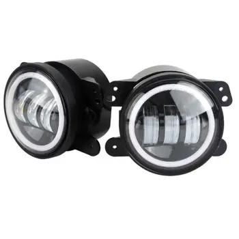 

1 Pair 4inch Round LED Fog Passing Lamp 30W Fog Light with White Halo for Jeep Wrangler JK TJ LJ Hummer Dodge Journey