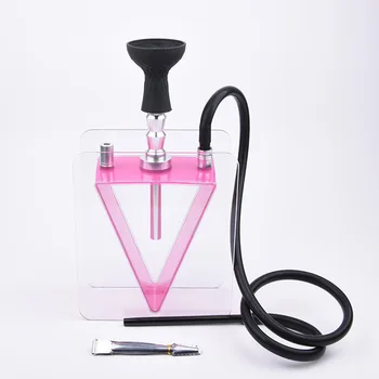 

Red/Green/Blue Color High Quality square Transparent fashion Acrylic fancy Hookah Shisha set with Silicone Hose Drop Shipping