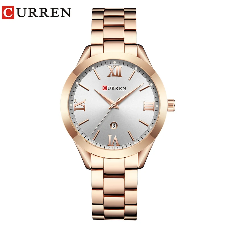 Rose gold white CURREN золотые часы женские креативные стальные женские часы с браслетом женские часы Relogio Feminino Montre Femme - Цвет: Rose gold white