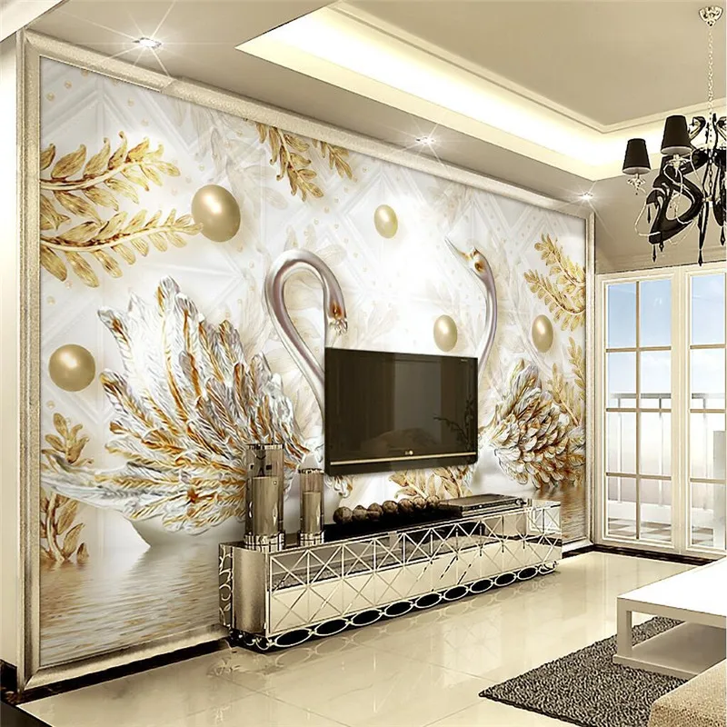 Dekorasi rumah Wallpaper  untuk  Ruang Tamu Swan Mutiara 