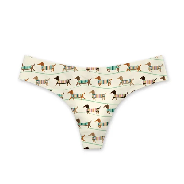 FORUDESIGNS Fashion Red Sexy G string Woman Cute Dog Dachshund Print