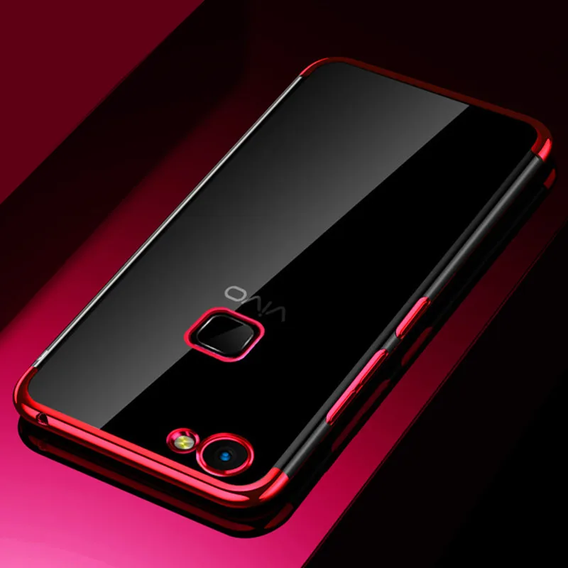 EXUNTON Роскошный чехол для VIVO V7 PLus V9 Y81 с покрытием из ТПУ мягкий чехол для VIVO V7 PLus V9 Y81 чехол на заднюю панель телефона - Цвет: Red