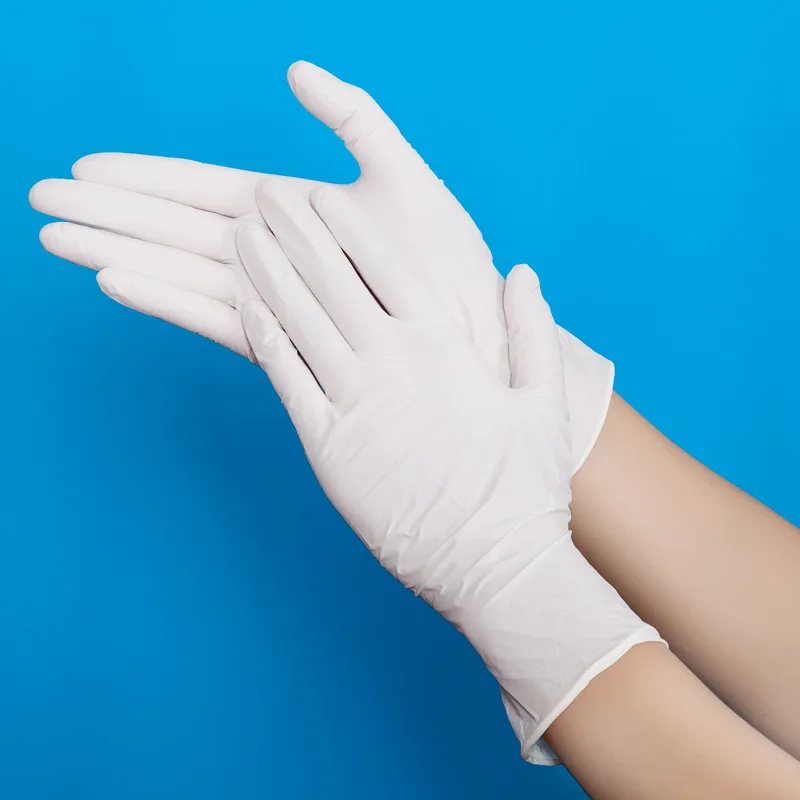 wholesale 100pairs/lot Medical Disposable Gloves White nitrile gloves