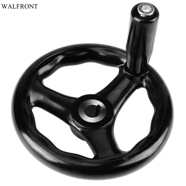 Handwheel 12*125mm Black Round 3 Spoke Hand Wheel for Lathe Milling Machine Lahe Tool