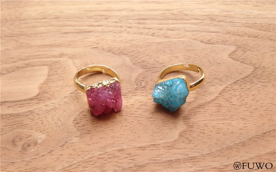 Multicolor Crystal Quartz Rings 9