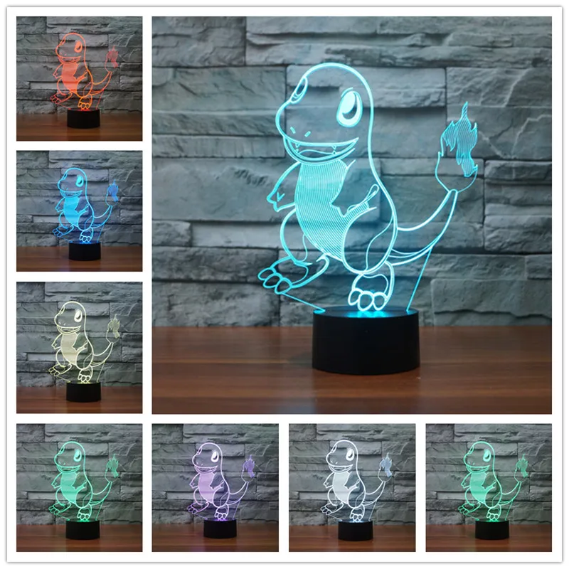 

Pocket Series monster 7 color change 3D LAMP LED 3D Night Light Three-dimensional Kids Bedroom Living room Bedlamp Table Lamp