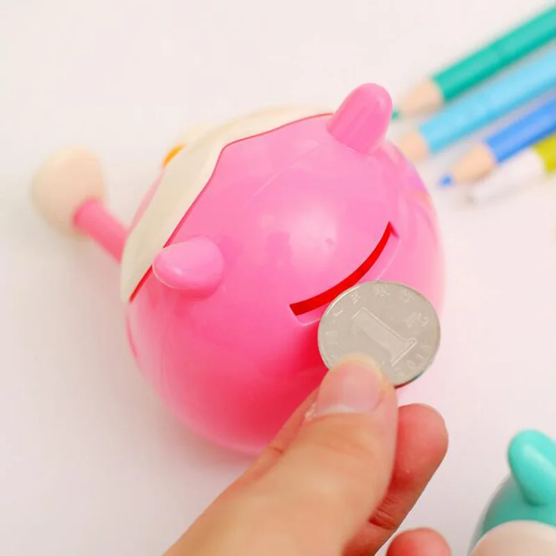 

1PC Small Plastic Transparent Cute Owl Shape Money Saving Box Case Coins Piggy Bank @