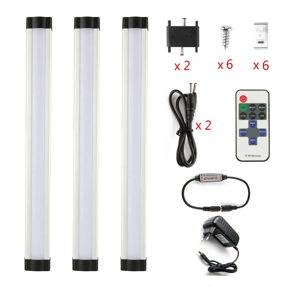 LED Strip 3p / sada 110-240V SMD2835 teplá bílá / bílá 0,3M * 3W EU / US s dálkovým ovládáním (Použití tlačítka baterie) Stmívač světla