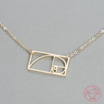 

DXJEL 925 Silver Fibonacci Necklace Golden Triangle Golden Ratio Pendant Necklace for Science Math Teacher Geometry Gift Choker