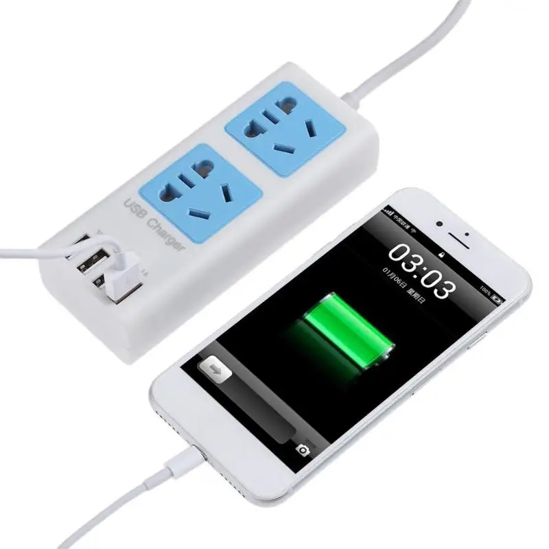 Fast Charging 4 Ports USB Charger 5V 2.1A Universal USB Power Strip Portable Travel Adapter Extension Cord Cable socket