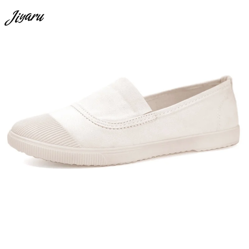 

2019 New Simple Women Flats Shoes Round Toe Daily Loafers for Girls Canvas Shoes Lazy Soft Flats Leisure Footwear Cheap Shoes