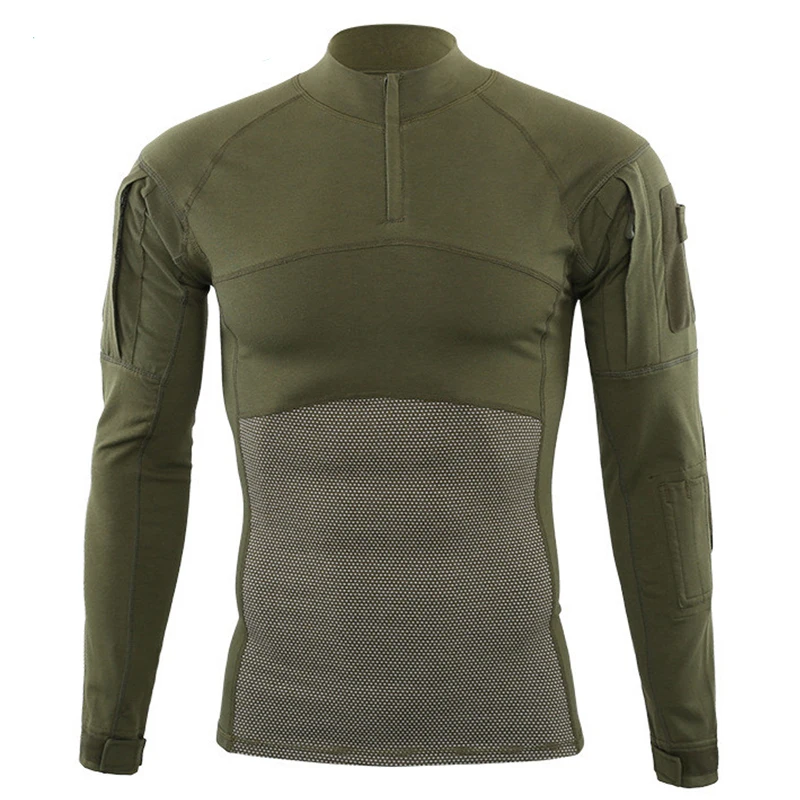 Olive Drab Походная рубашка с длинным рукавом, тактическая рубашка, 5XL, армейские военные боевые футболки, одежда для кемпинга, охоты, спорта на открытом воздухе - Цвет: Olive Drab