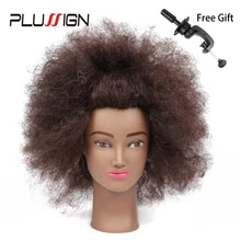 100 Cabello humano maniquí afroamericano peluquería cabeza de formación con abrazadera estilo profesional real pelo corto