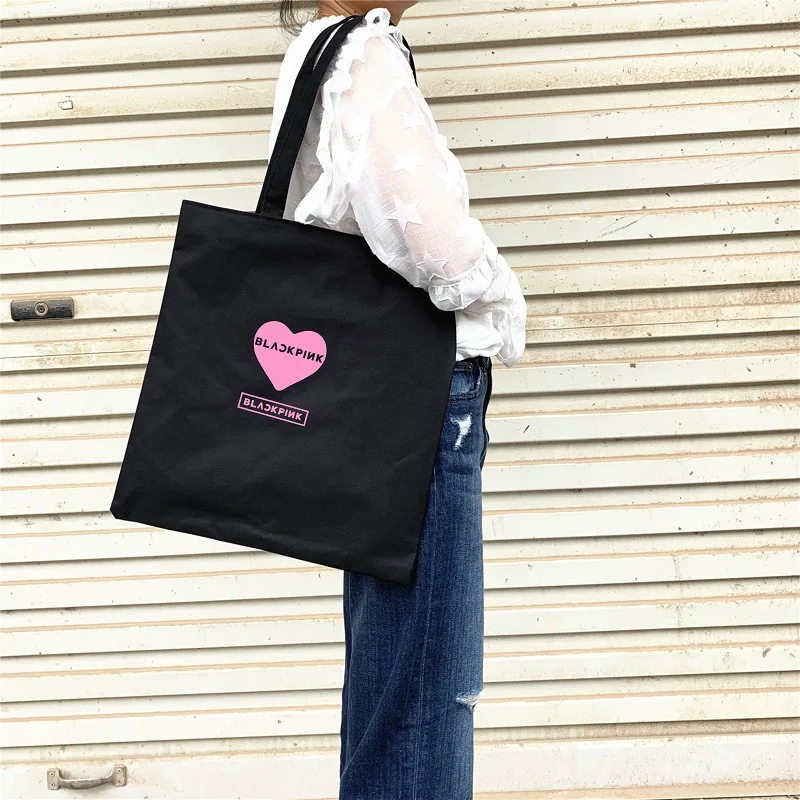 

letter printing shoulder bag bulletproof youth group surrounding the same paragraph canvas bag blackpink twice exo