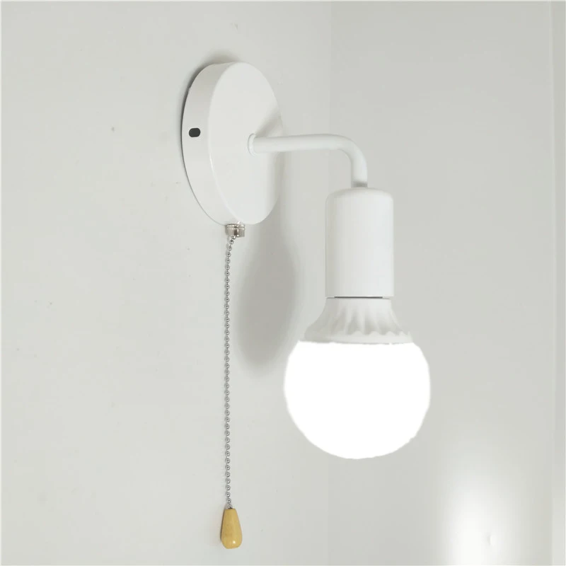 juliyang simple wall light with on/off Plug switch white black silver fix bulb bed room living room Bedside lamp 110v 220v