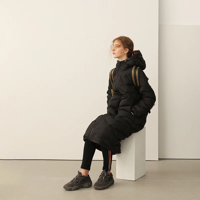 IRINAW159 2018 Winter Collection new arrival casual long simple reversible white duck down jacket coat women