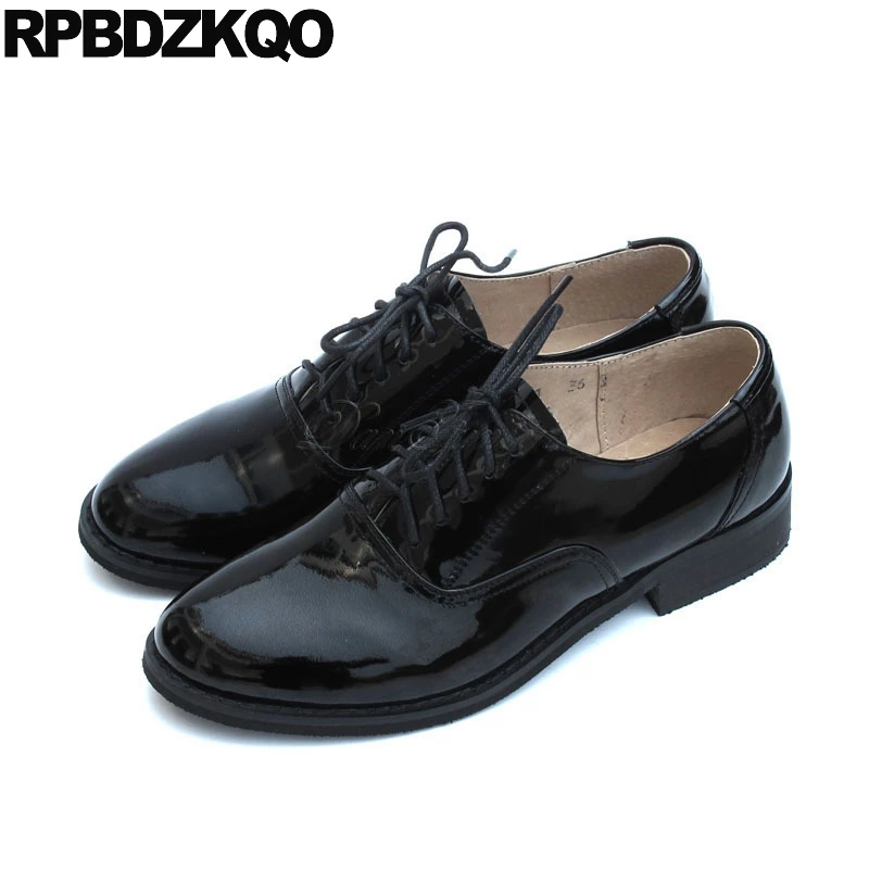 flats vintage women oxfords shoes japanese school lace up ladies round toe female china black patent leather designer chinese