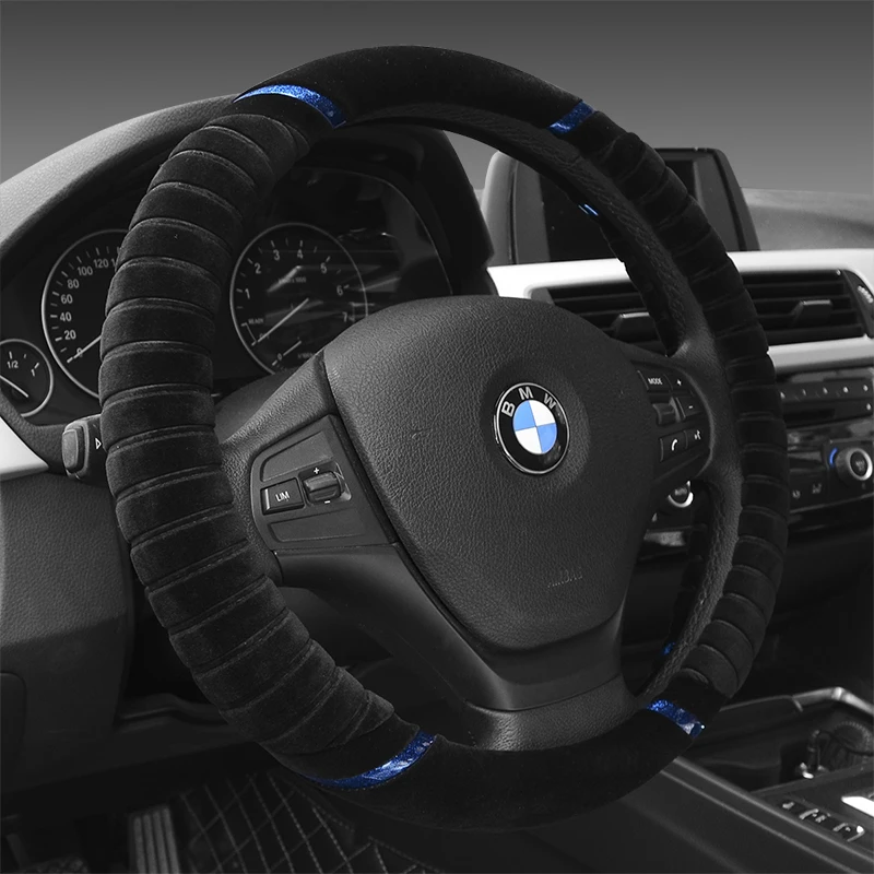 

KKYSYELVA Universal Soft Warm Plush Covers Car Steering Wheel Cover Car-styling Pearl Velvet Auto Decoration Winter 6 Colors