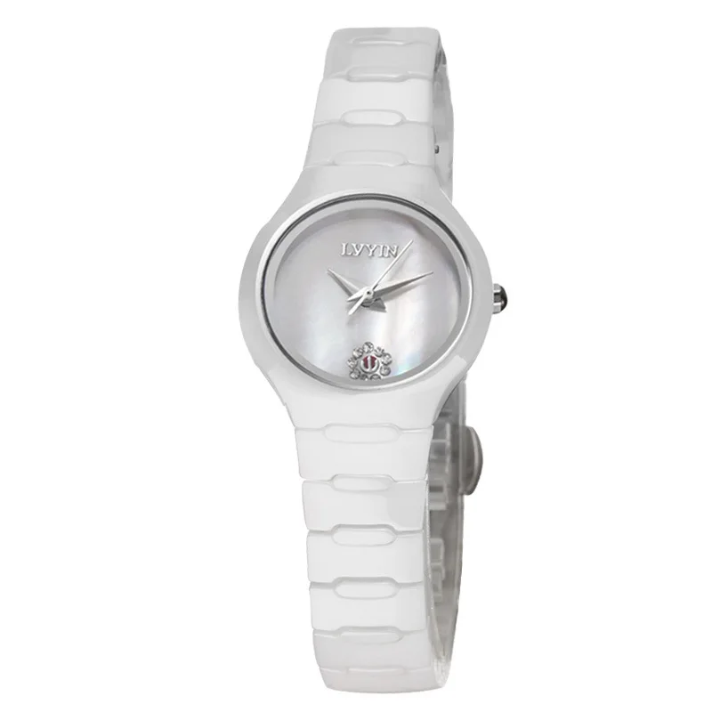 Роскошные женские наручные часы, керамические, белые, черные, женские часы, бренд lvyin, часы 200 м, водонепроницаемые, для плавания, кварцевые, женские часы - Цвет: women white