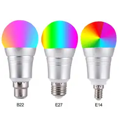 Smart RGB WI-FI лампы светодиодные лампочки E27 E14 B22 затемнения Цвет Изменение огни дистанционного Управление лампочки работы С Alexa 40