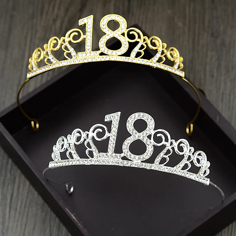 

Bling Bling 18 Age Crystal Princess Crowns Tiaras Birthday Party Wedding Girl Prom Quinceanera Girls Headpieces Cake Decoration