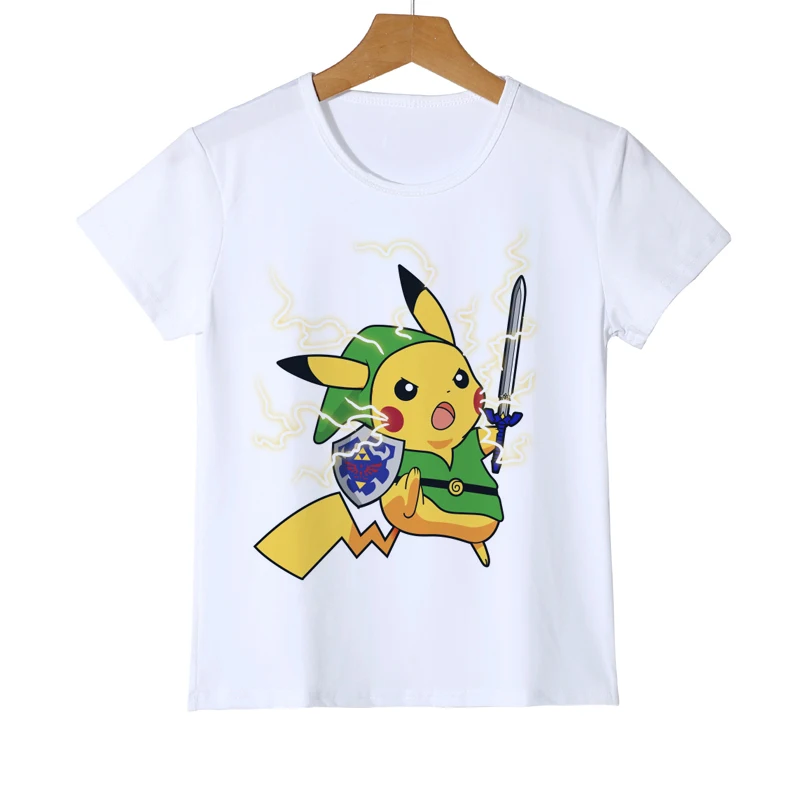 Детская футболка с покемоном Огненный Дракон Детская рубашка с покемоном топы для девочек, блузка Футболка для мальчиков с героями мультфильмов верхняя одежда Z18-10