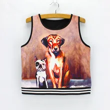 Brother Dogs/женские стильные топы с принтом; дизайнерское летнее платье; новинка года; Модные Стильные укороченные майки для девочек; низкая цена;