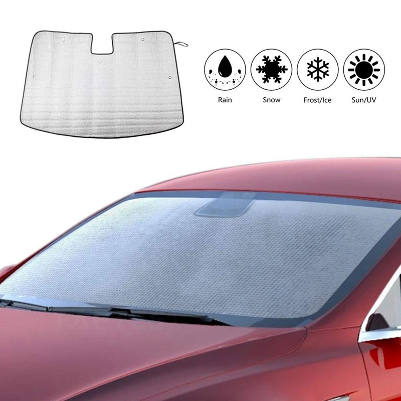 

Windshield Sunshade For Tesla Model 3, Foldable Uv Ray Reflector Auto Front Window Sun Shade Visor Shield Cover, Keeps Vehicle