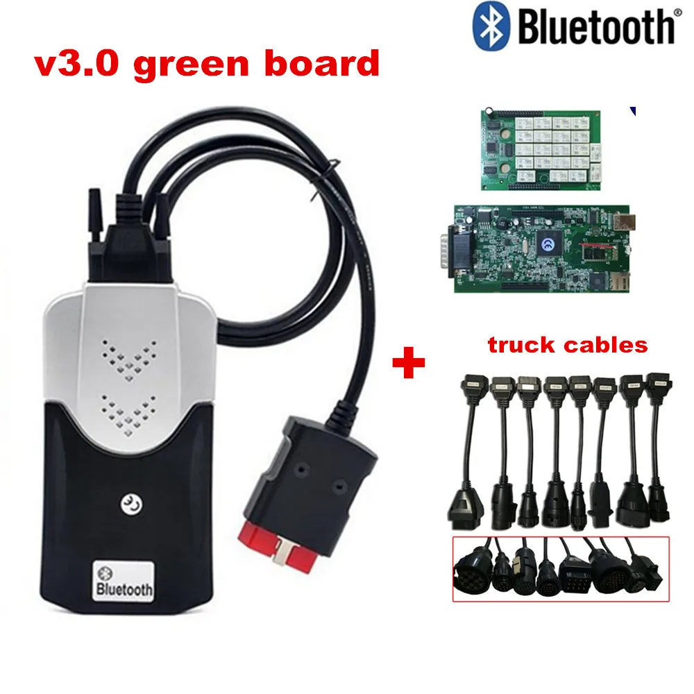 

With Bluetooth v3.0 nec relay Obd Obd2 ScanTCS CDP Pro Plus NEW VCI FOR car truck Diagnostic Tool+full 8 truck Cables