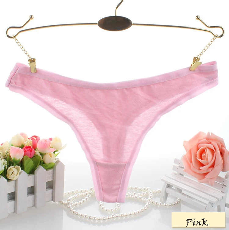 Plus Size Women Cotton Sexy G String Fashion Solid Panties Women's Thongs Briefs Low Waist Underwear (16)