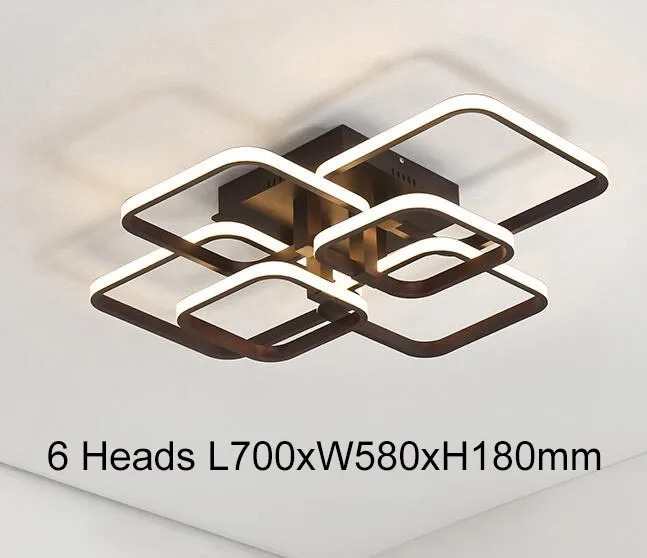 NEO Gleam прямоугольные акриловые Алюминиевые Современные светодиодные потолочные светильники для гостиной, спальни, AC85-265V, белые потолочные светильники - Цвет корпуса: 6 heads Coffee