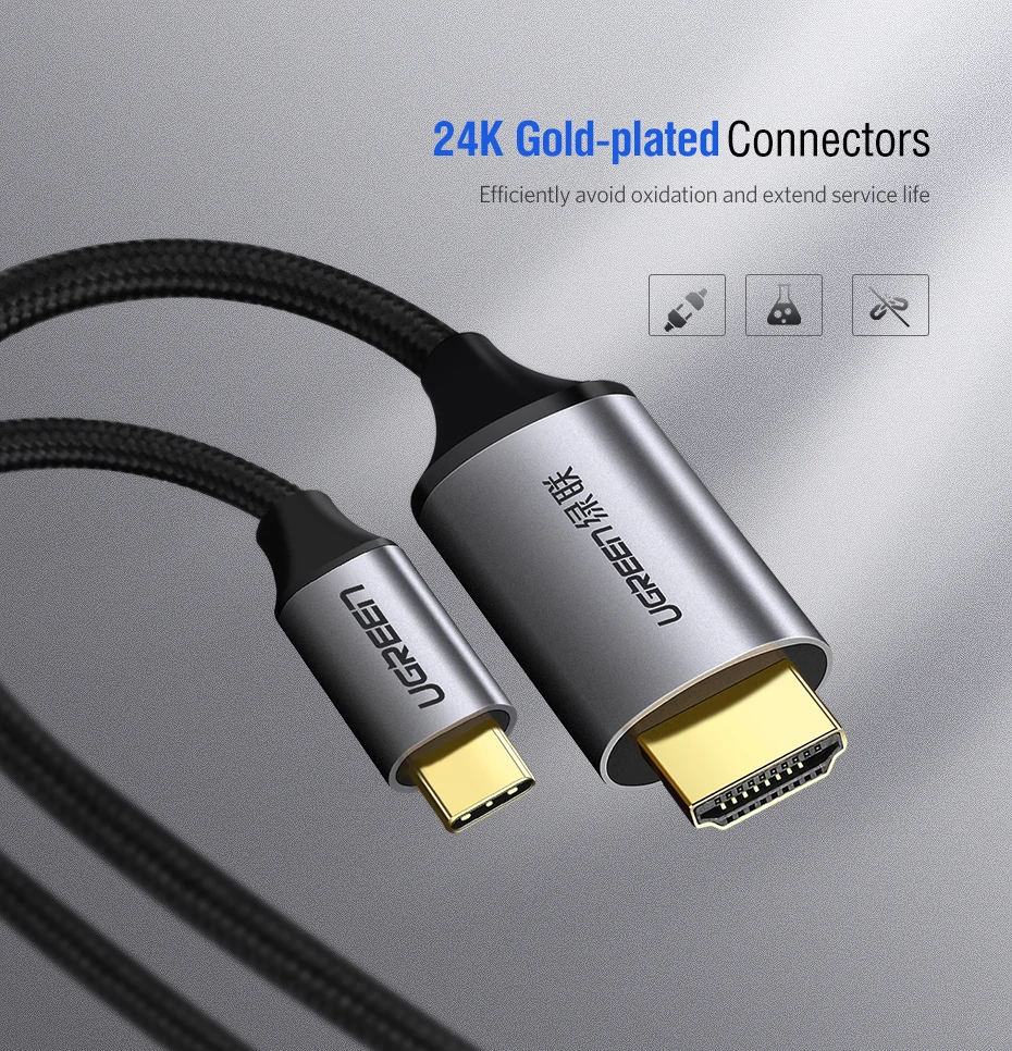 Ugreen USB C HDMI кабель type C к HDMI Thunderbolt 3 для MacBook samsung Galaxy S9/S8 huawei mate 10 Pro P20 USB-C HDMI адаптер