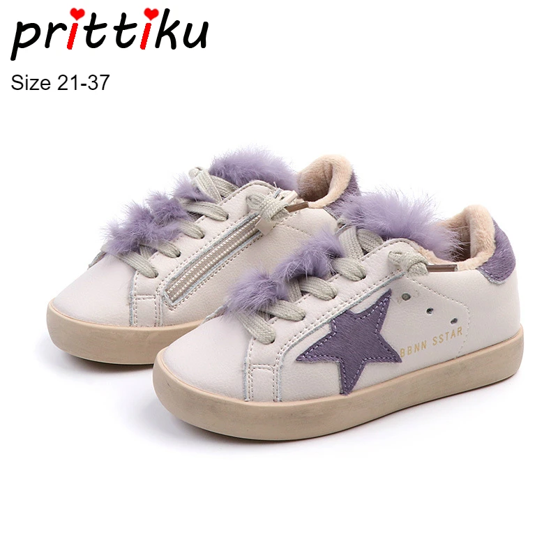 

Winter 2018 Boys Girls Genuine Leather Rabbit Fur Sneakers Baby/Toddler/Little/Big Kid Fashion Casual Trainers Child Warm Shoes