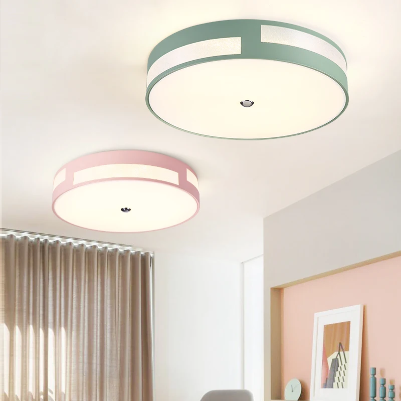 

Nordic modern LED green pink ceiling lamps creative led bedroom dining room ceiling light round personality study light ZA92255