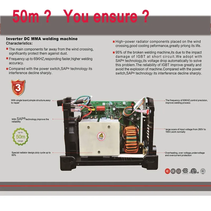 IGBT инвертор ZX7-225 сварочный аппарат, рабочий цикл сварочный агрегат постоянного тока, Портативный 50 м MMA-225 дуговой Авто сварочный аппарат