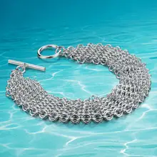 925 sterling silver jewelry bracelet women fashion Noble style bracelet Woven net silver ornaments wide