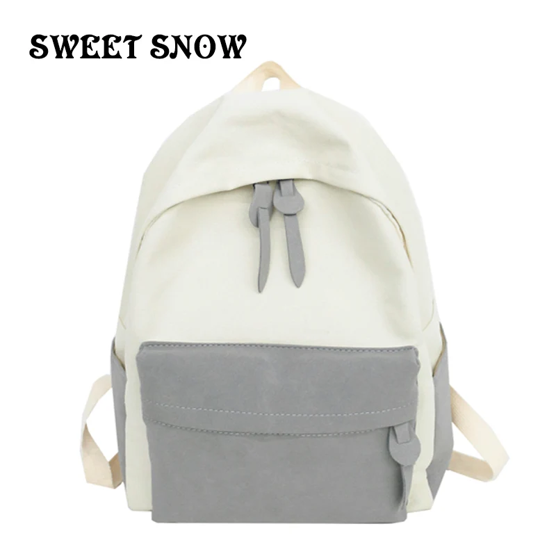 

SWEET SNOW New Leather Casual Women's Backpack Car Stitching Literary Soft Women's Shoulder Bag Zipper Female Backpack